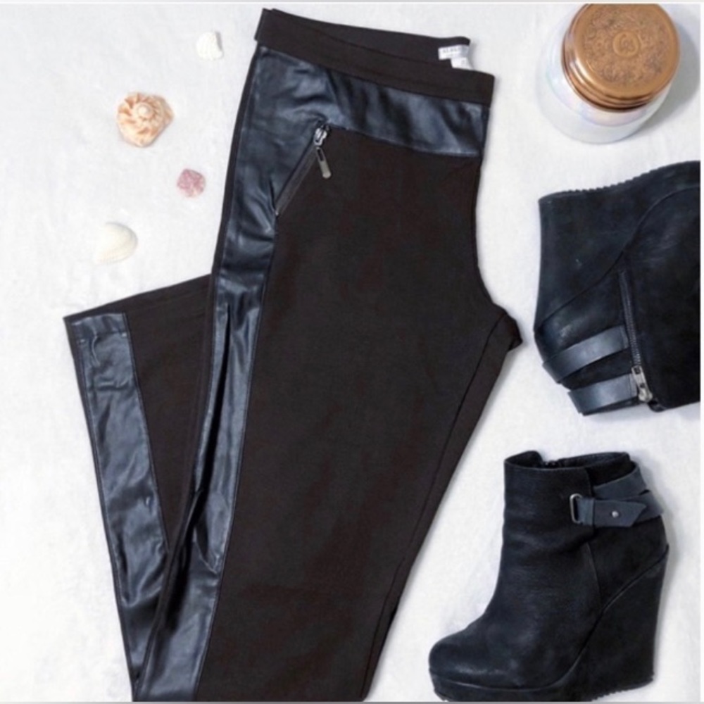 NWOT Style & Co Faux Leather Trim Leggings. Black Pants Size XS